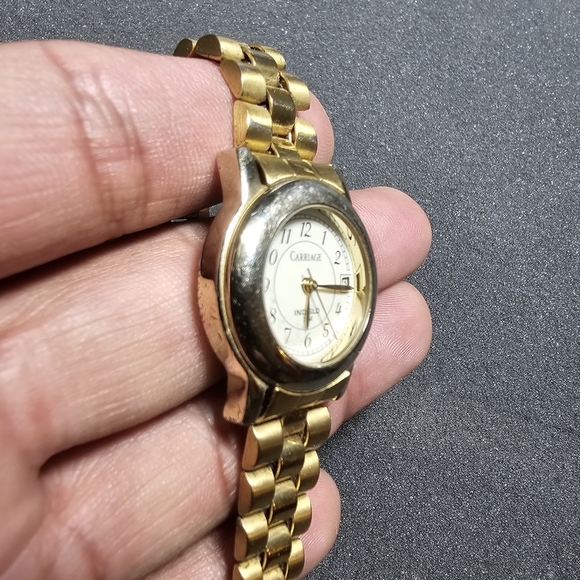 Carriage By Timex Indiglo Ladies Quartz Watch Date Just Gild Tone Working KK sho - Picture 5 of 9